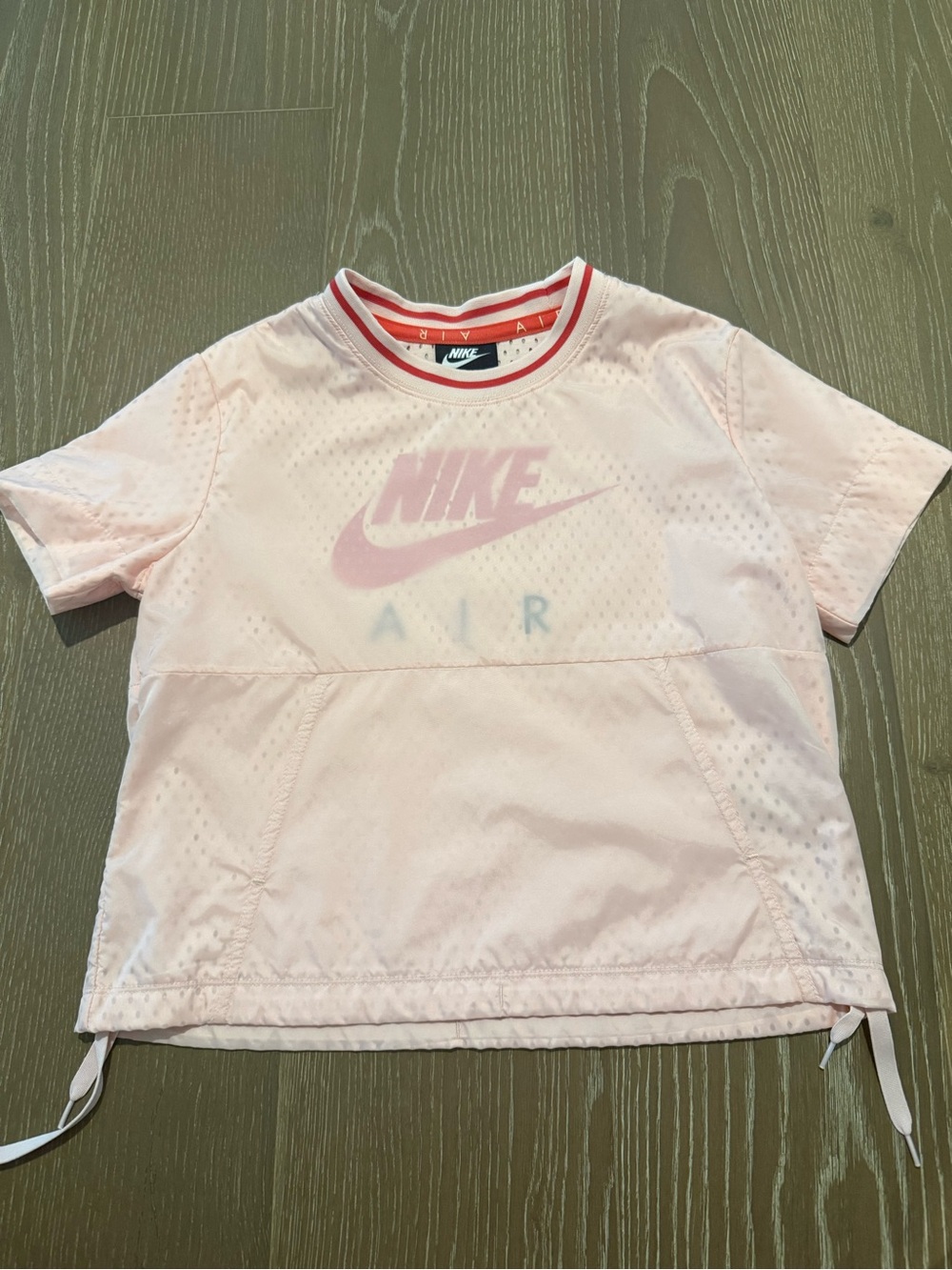 Nike Air Girls Oversized Pullover Windbreaker Short Sleeve Top Peach/Pink Size M